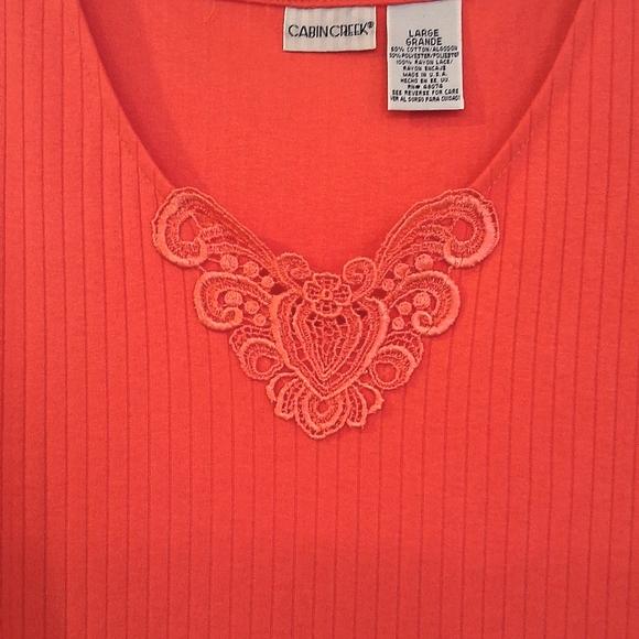 Cabin Creek, Large, Woman's Orange Embroided Tank Top - Picture 3 of 6